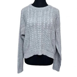 John + Jenn Womens Small Cable  Crop Knitted Crew Neck Sweater